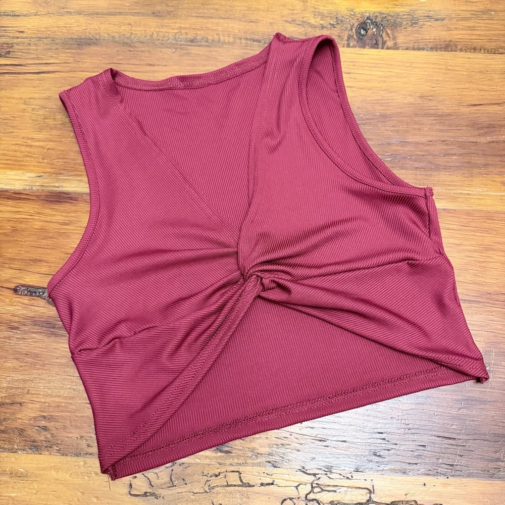 Red Crop Ribbed Top (S)
